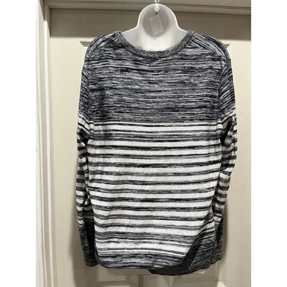 Express Sweater Size Large Gray Cream Striped Oversized